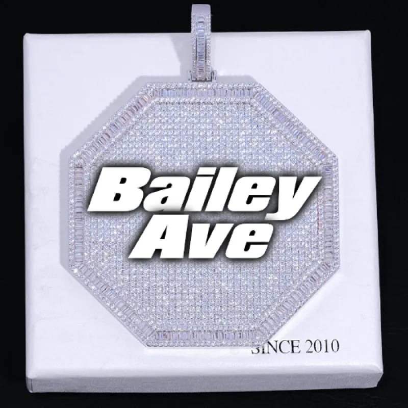 CUSTOM LETTER NECKLACE 3D BIG OCTAGON sold by The GUU Shop