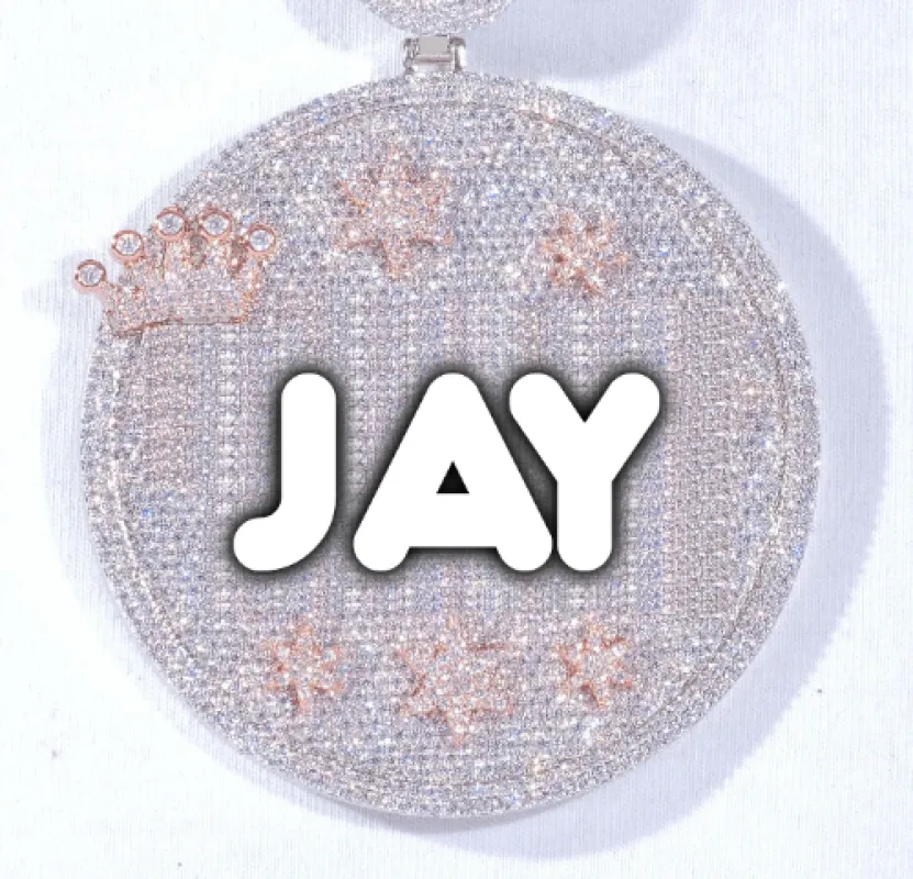 CUSTOM LETTER NECKLACE 3D BIG CROWN DISC made by The GUU Shop