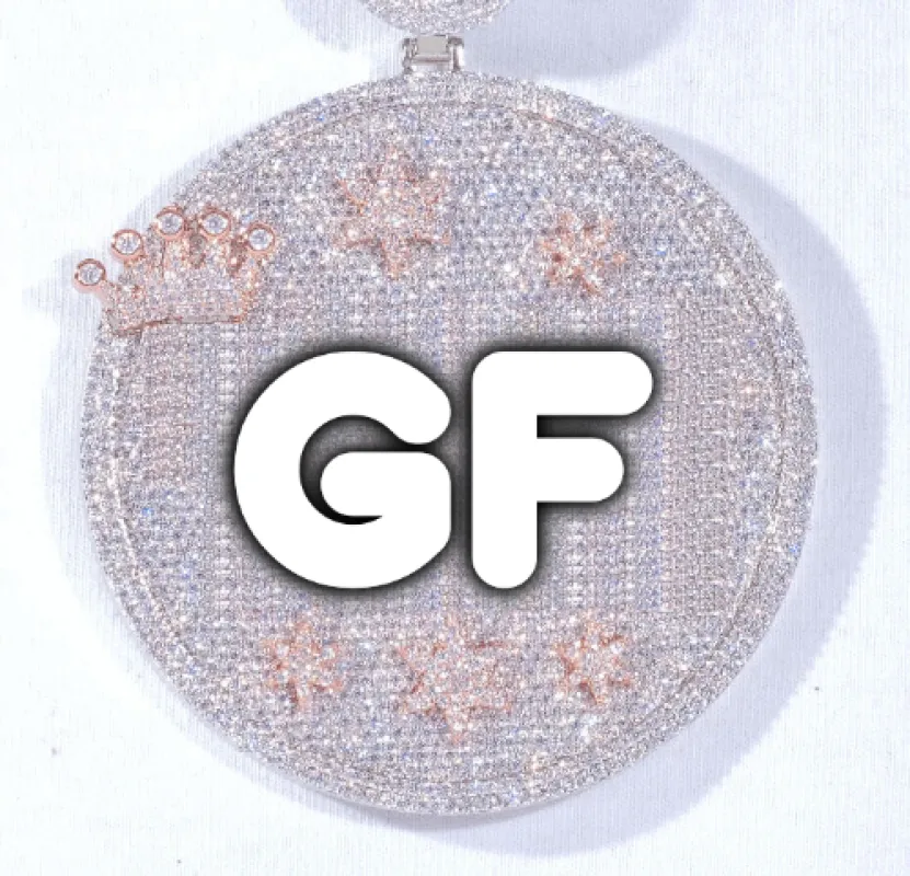 CUSTOM LETTER NECKLACE 3D BIG CROWN DISC sold by The GUU Shop