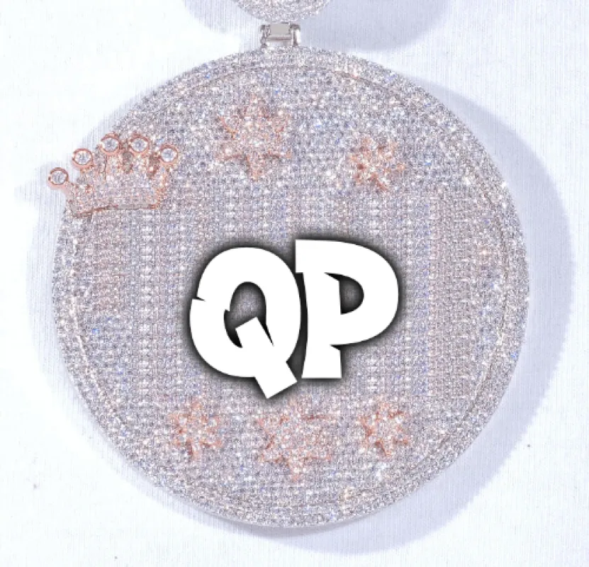 CUSTOM LETTER NECKLACE 3D BIG CROWN DISC sold by The GUU Shop