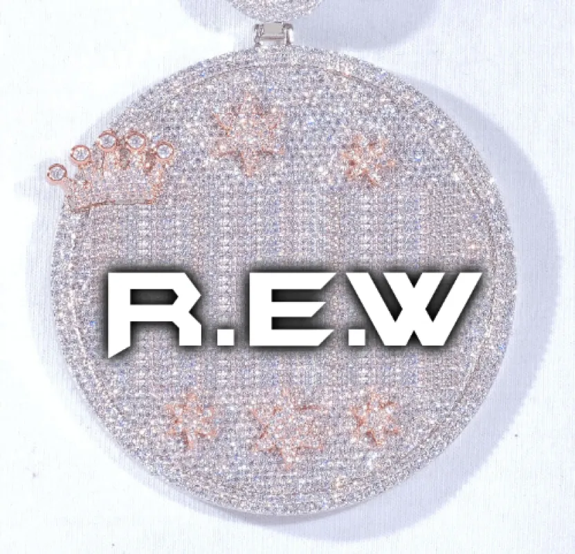 CUSTOM LETTER NECKLACE 3D BIG CROWN DISC sold by The GUU Shop