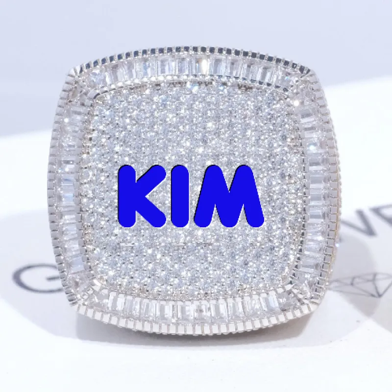 CUSTOM LETTER 3D ICED RING sold by The GUU Shop