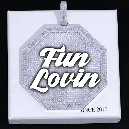 CUSTOM LETTER NECKLACE 3D BIG OCTAGON sold by The GUU Shop