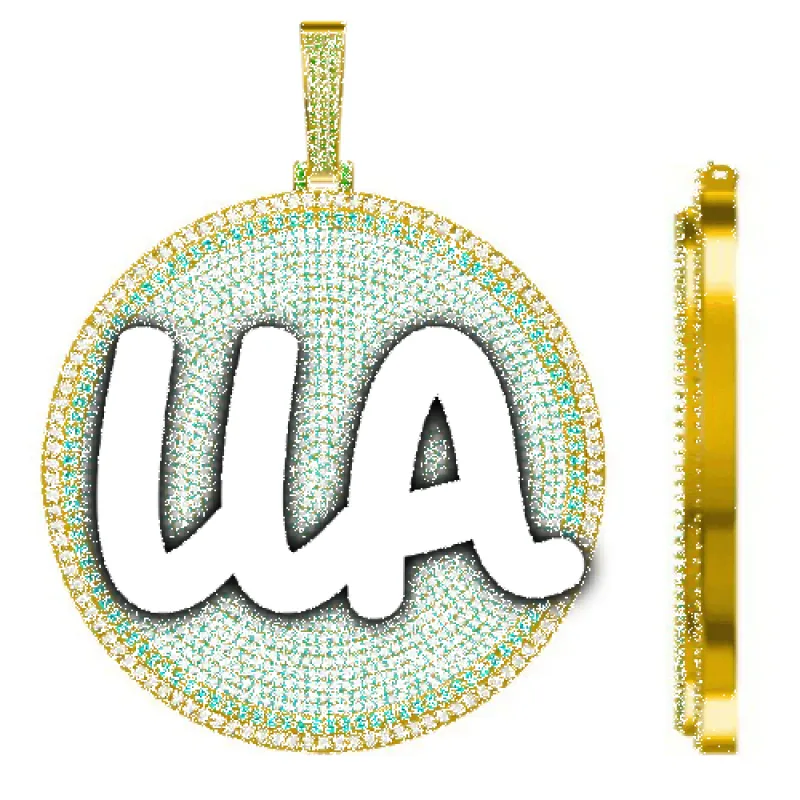 CUSTOM LETTER NECKLACE 3D BIG DISC sold by The GUU Shop