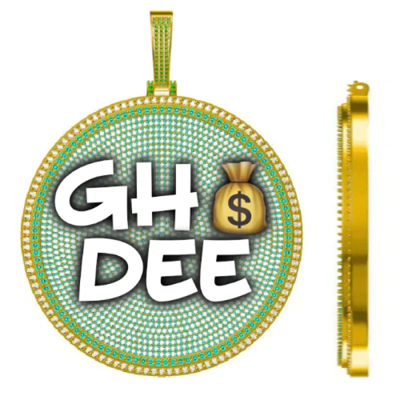 CUSTOM LETTER NECKLACE 3D BIG DISC sold by The GUU Shop