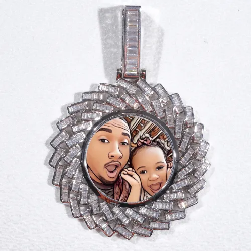 Large 3D Baguette Custom Picture Pendant sold by The GUU Shop
