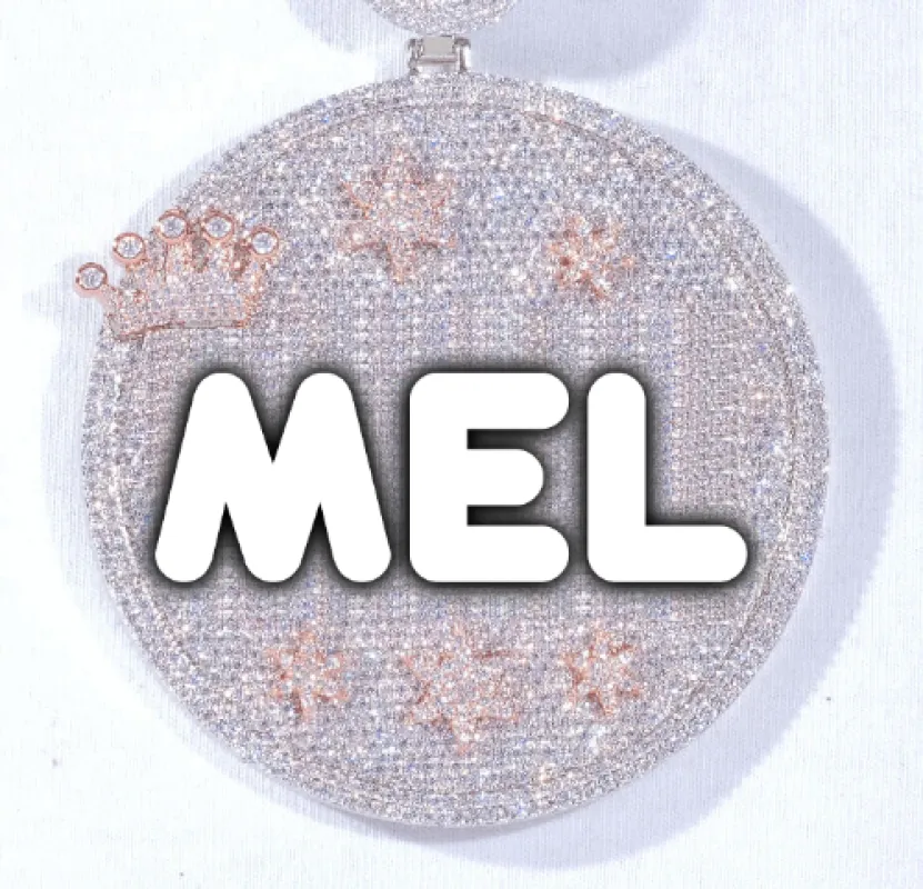 CUSTOM LETTER NECKLACE 3D BIG CROWN DISC sold by The GUU Shop