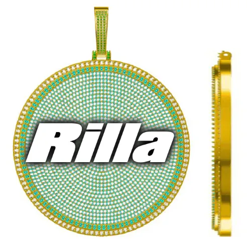 CUSTOM LETTER NECKLACE 3D BIG DISC sold by The GUU Shop