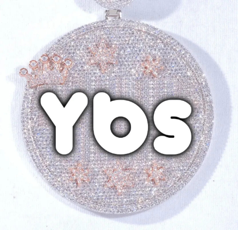 CUSTOM LETTER NECKLACE 3D BIG CROWN DISC sold by The GUU Shop