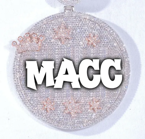 CUSTOM LETTER NECKLACE 3D BIG CROWN DISC sold by The GUU Shop