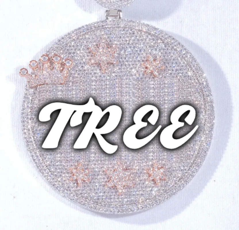 CUSTOM LETTER NECKLACE 3D BIG CROWN DISC sold by The GUU Shop