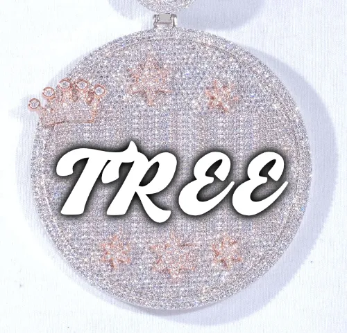 CUSTOM LETTER NECKLACE 3D BIG CROWN DISC sold by The GUU Shop