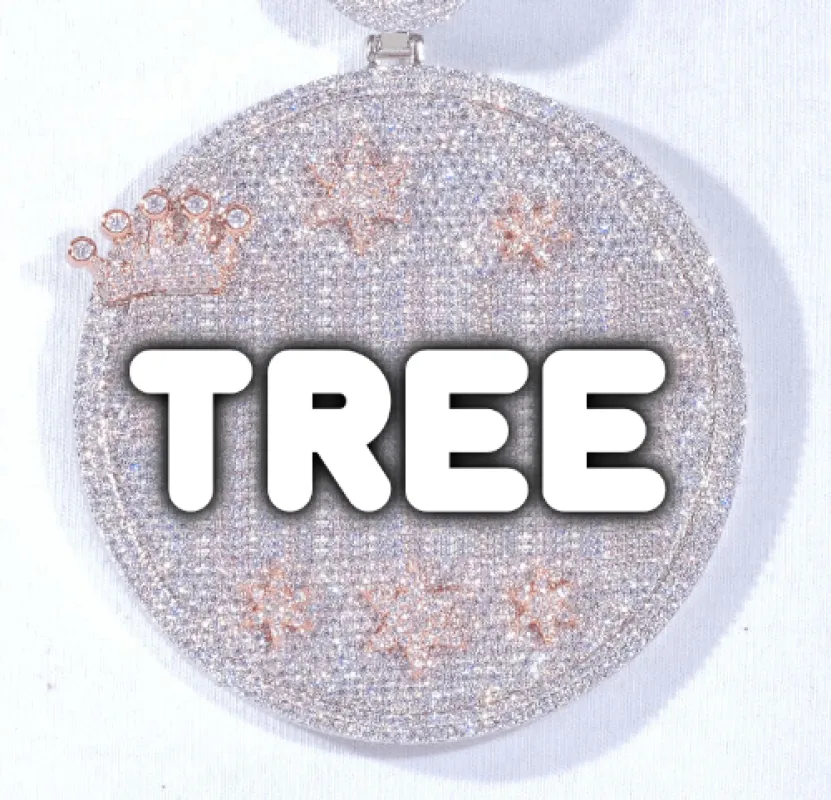 CUSTOM LETTER NECKLACE 3D BIG CROWN DISC sold by The GUU Shop