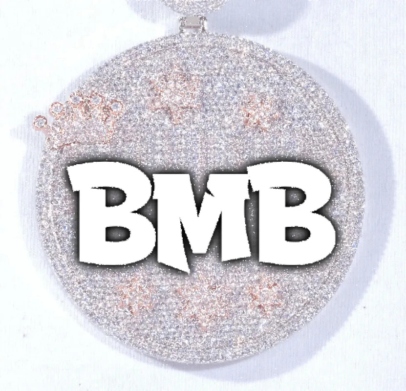 CUSTOM LETTER NECKLACE 3D BIG CROWN DISC sold by The GUU Shop