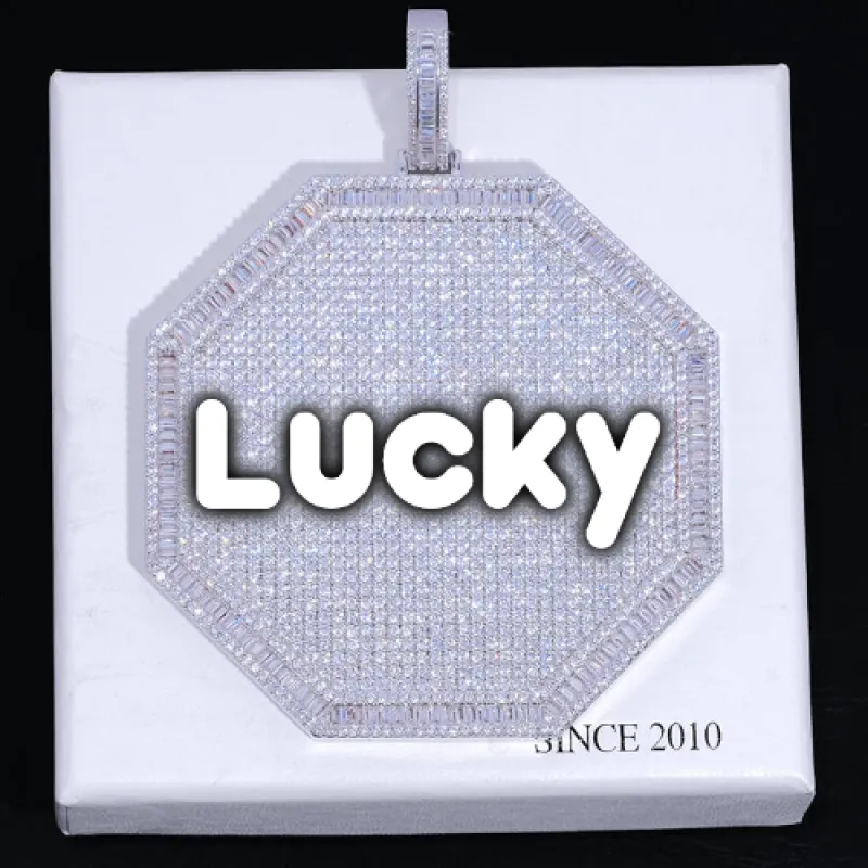 CUSTOM LETTER NECKLACE 3D BIG OCTAGON sold by The GUU Shop