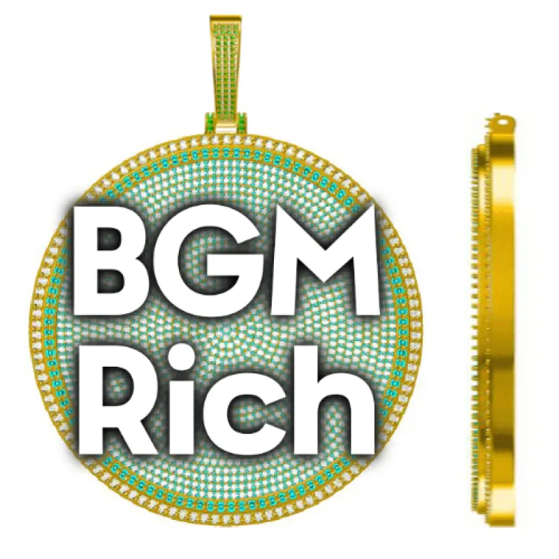 CUSTOM LETTER NECKLACE 3D BIG DISC sold by The GUU Shop