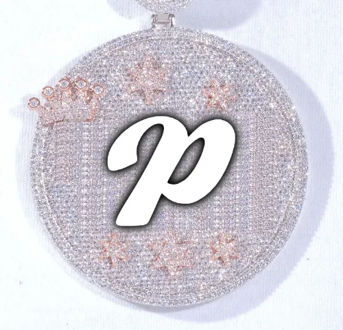 CUSTOM LETTER NECKLACE 3D BIG CROWN DISC sold by The GUU Shop