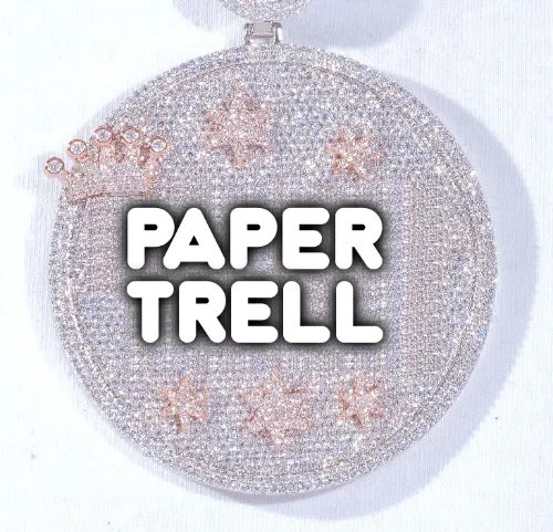 CUSTOM LETTER NECKLACE 3D BIG CROWN DISC sold by The GUU Shop