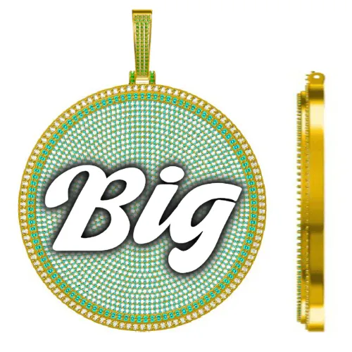 CUSTOM LETTER NECKLACE 3D BIG DISC sold by The GUU Shop