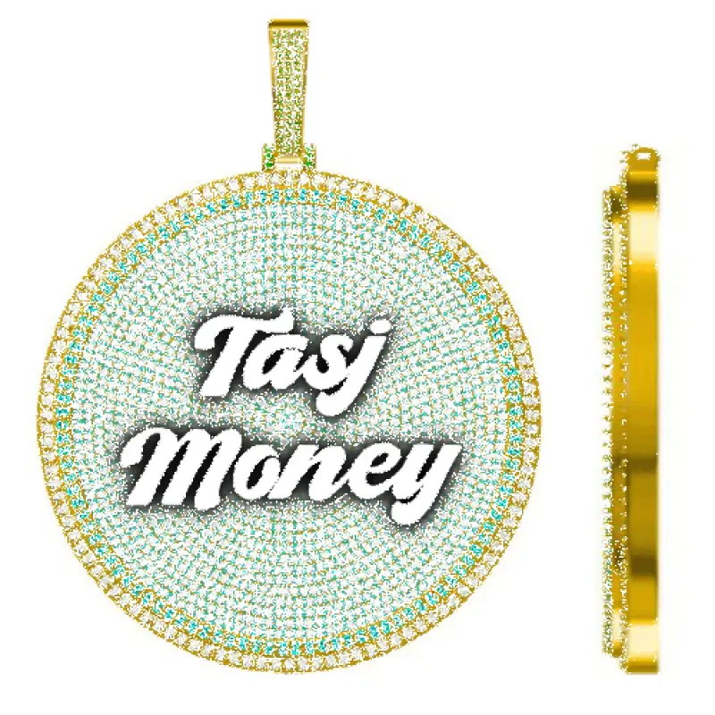 CUSTOM LETTER NECKLACE 3D BIG DISC sold by The GUU Shop