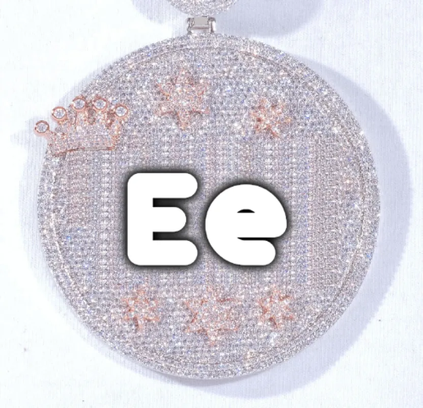 CUSTOM LETTER NECKLACE 3D BIG CROWN DISC sold by The GUU Shop