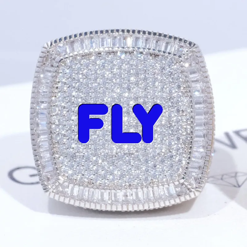 CUSTOM LETTER 3D ICED RING sold by The GUU Shop