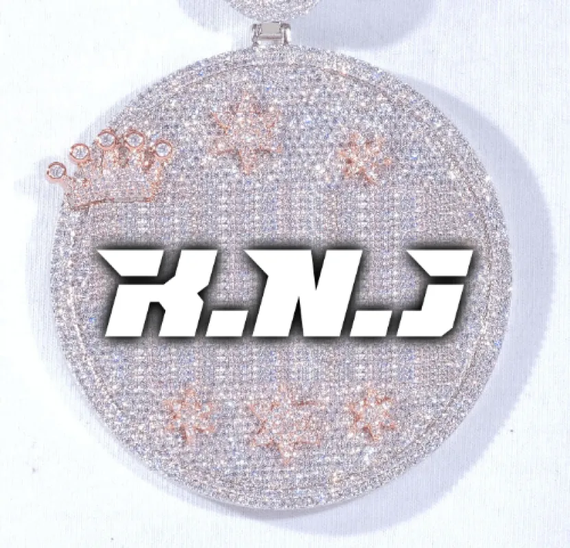 CUSTOM LETTER NECKLACE 3D BIG CROWN DISC sold by The GUU Shop