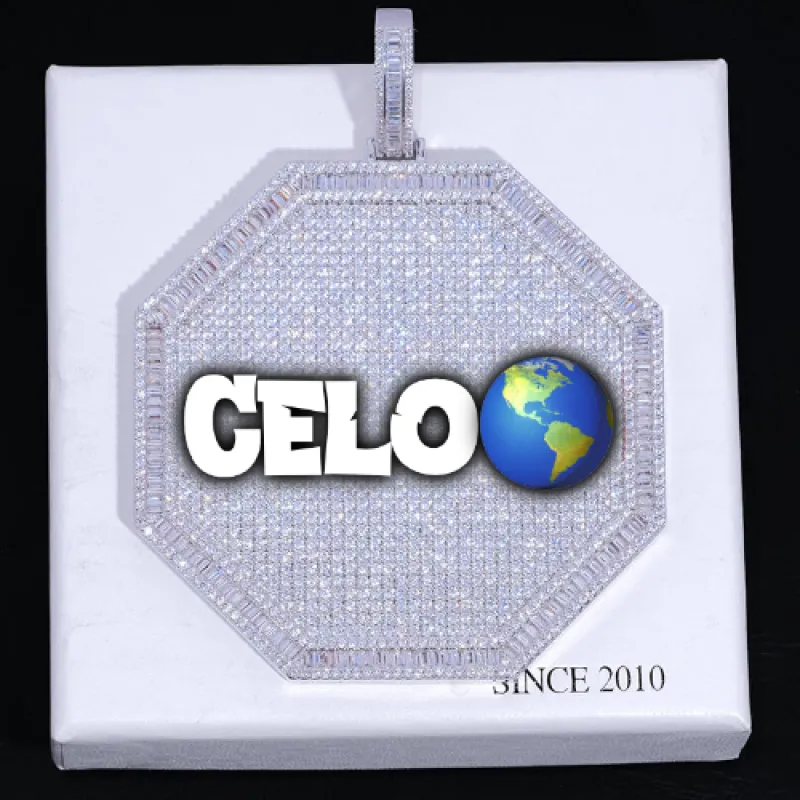 CUSTOM LETTER NECKLACE 3D BIG OCTAGON sold by The GUU Shop