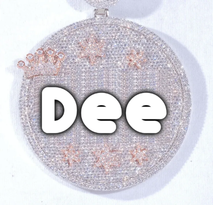 CUSTOM LETTER NECKLACE 3D BIG CROWN DISC sold by The GUU Shop