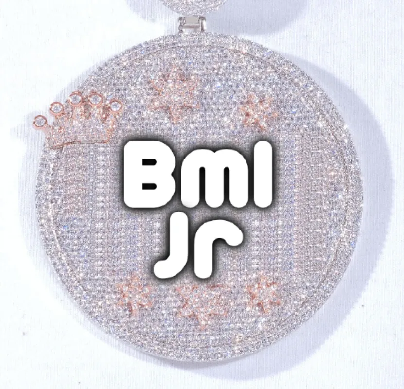 CUSTOM LETTER NECKLACE 3D BIG CROWN DISC sold by The GUU Shop