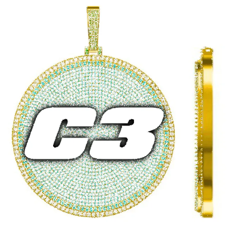 CUSTOM LETTER NECKLACE 3D BIG DISC sold by The GUU Shop