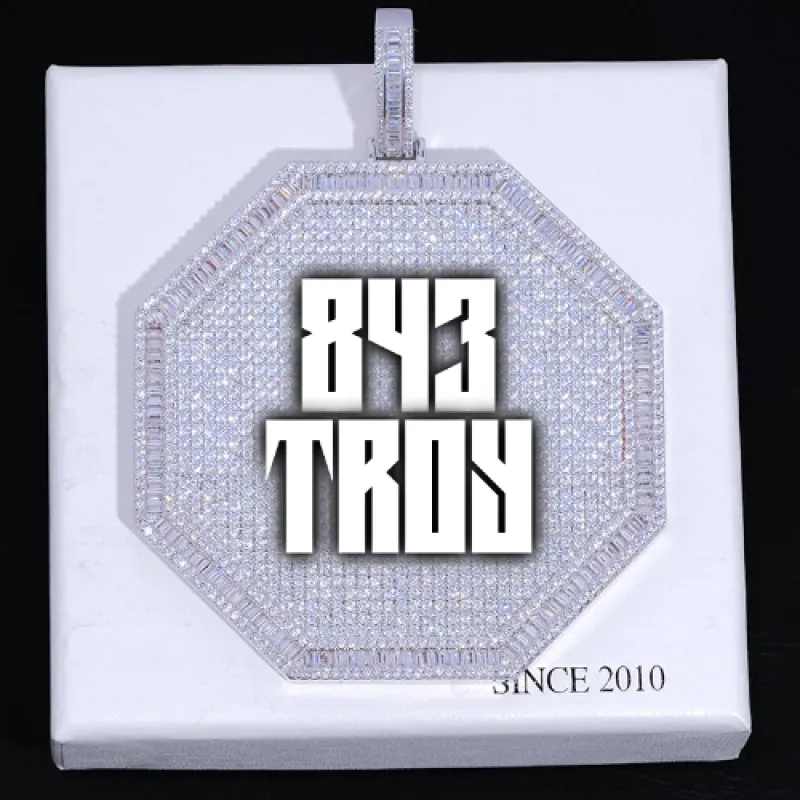 CUSTOM LETTER NECKLACE 3D BIG OCTAGON sold by The GUU Shop