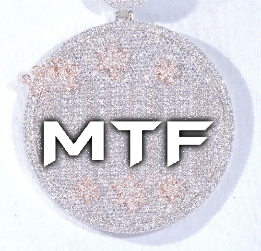 CUSTOM LETTER NECKLACE 3D BIG CROWN DISC sold by The GUU Shop