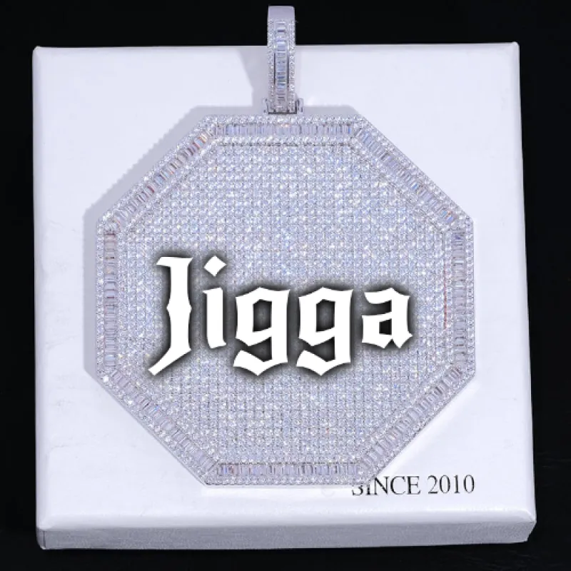 CUSTOM LETTER NECKLACE 3D BIG OCTAGON sold by The GUU Shop