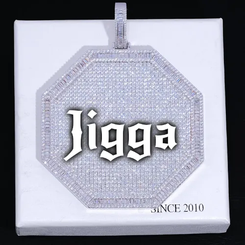 CUSTOM LETTER NECKLACE 3D BIG OCTAGON sold by The GUU Shop