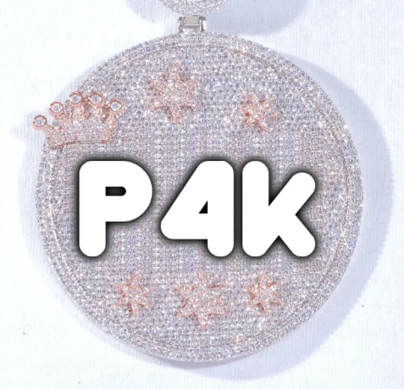 CUSTOM LETTER NECKLACE 3D BIG CROWN DISC sold by The GUU Shop