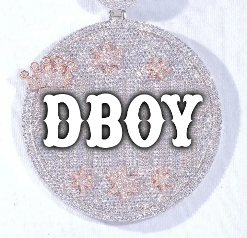 CUSTOM LETTER NECKLACE 3D BIG CROWN DISC sold by The GUU Shop