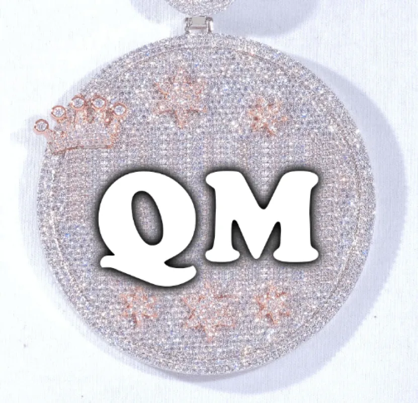 CUSTOM LETTER NECKLACE 3D BIG CROWN DISC sold by The GUU Shop