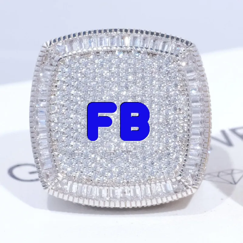 CUSTOM LETTER 3D ICED RING sold by The GUU Shop