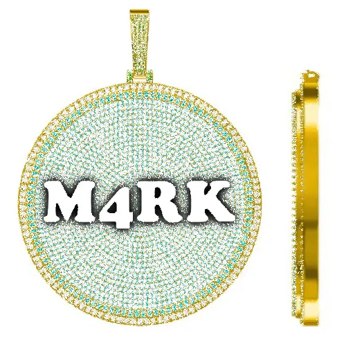 CUSTOM LETTER NECKLACE 3D BIG DISC sold by The GUU Shop