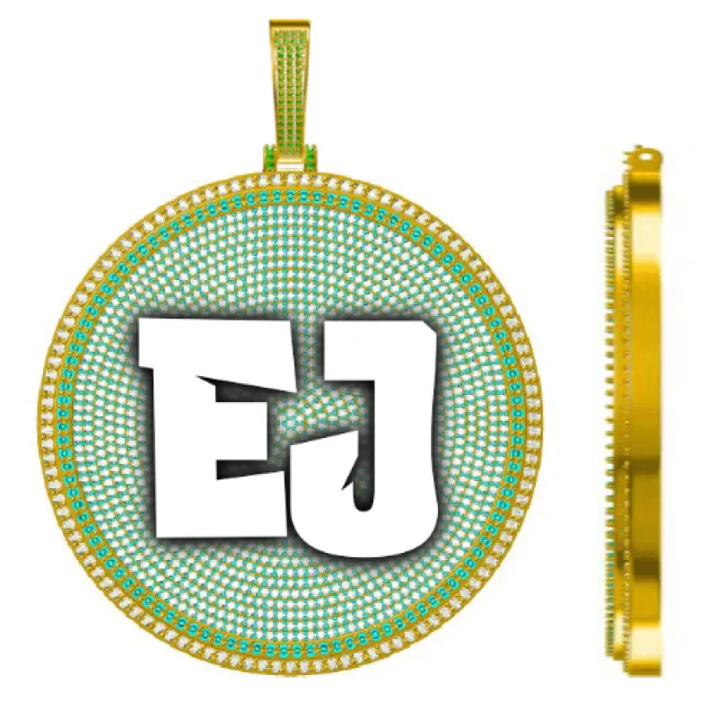 CUSTOM LETTER NECKLACE 3D BIG DISC sold by The GUU Shop