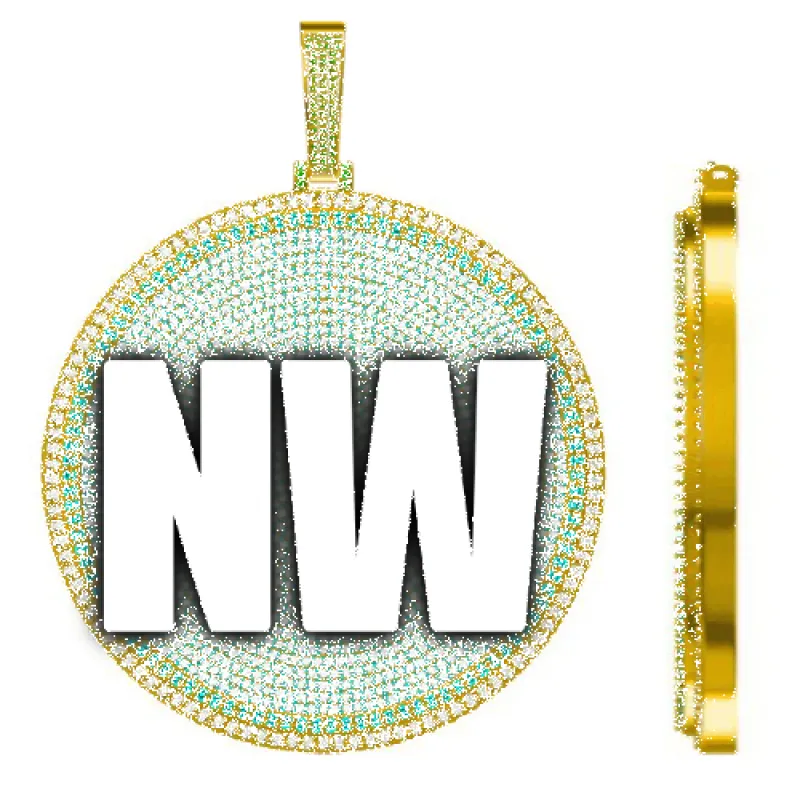 CUSTOM LETTER NECKLACE 3D BIG DISC sold by The GUU Shop