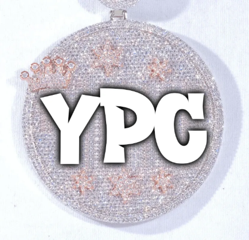 CUSTOM LETTER NECKLACE 3D BIG CROWN DISC sold by The GUU Shop