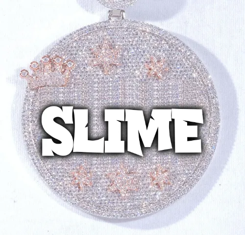 CUSTOM LETTER NECKLACE 3D BIG CROWN DISC sold by The GUU Shop