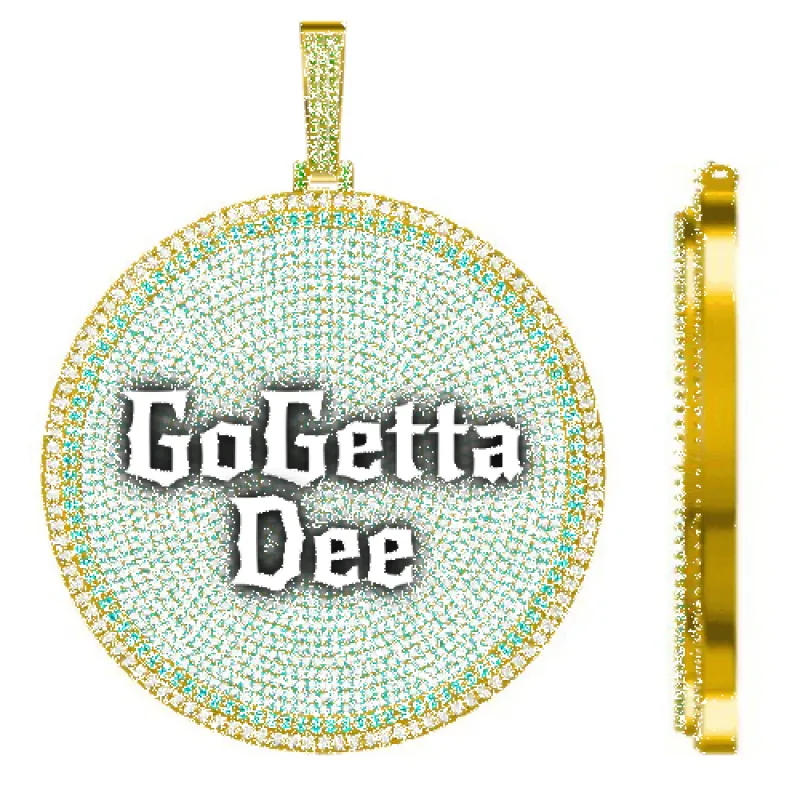 CUSTOM LETTER NECKLACE 3D BIG DISC sold by The GUU Shop