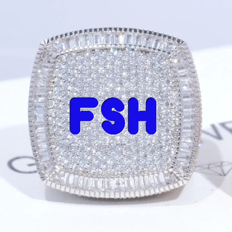 CUSTOM LETTER 3D ICED RING sold by The GUU Shop