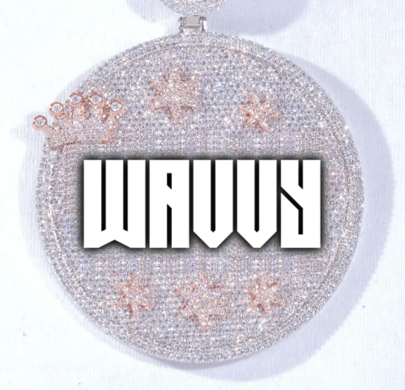 CUSTOM LETTER NECKLACE 3D BIG CROWN DISC sold by The GUU Shop