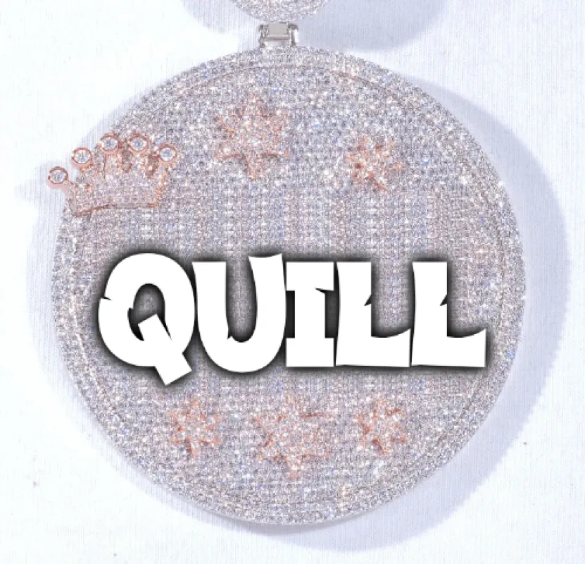 CUSTOM LETTER NECKLACE 3D BIG CROWN DISC sold by The GUU Shop