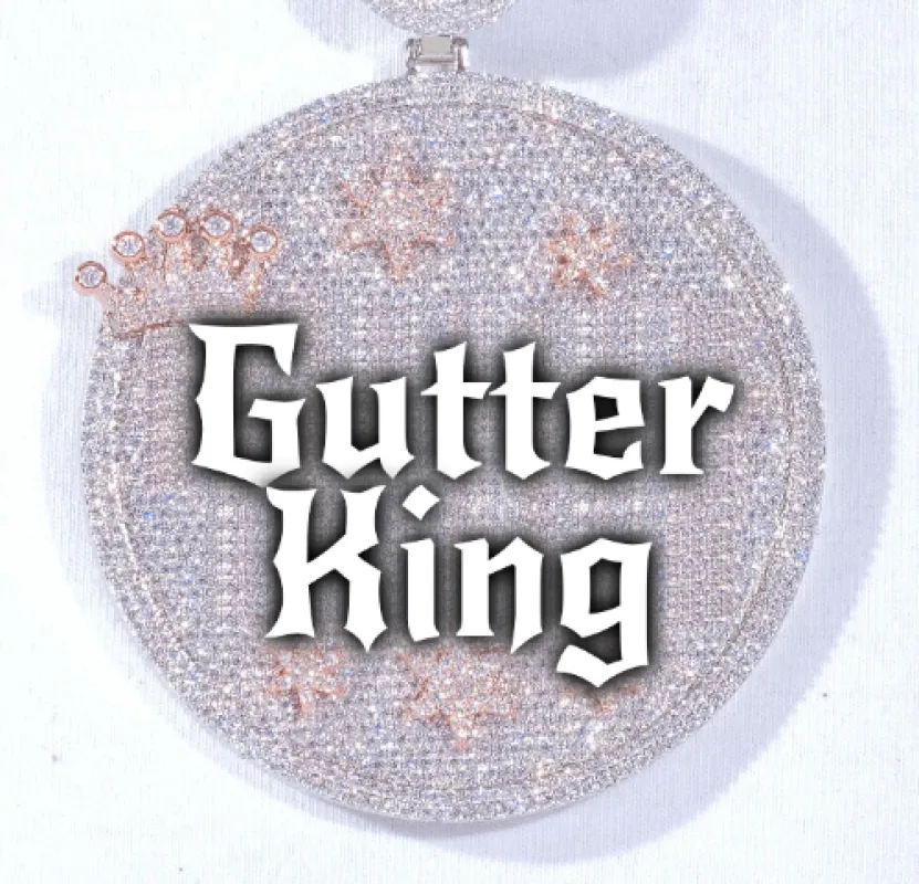 CUSTOM LETTER NECKLACE 3D BIG CROWN DISC sold by The GUU Shop