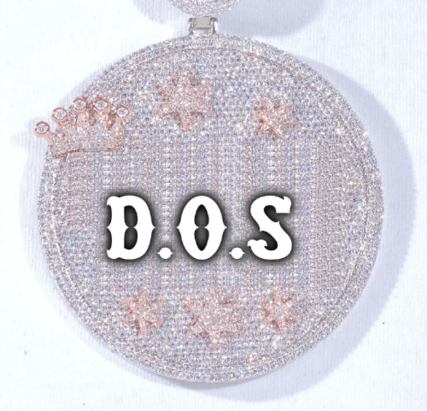 CUSTOM LETTER NECKLACE 3D BIG CROWN DISC sold by The GUU Shop